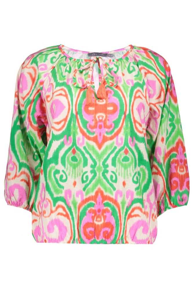T SHIRT MET GRAFISCH PATROON 53481 20 RED/GREEN/PINK
